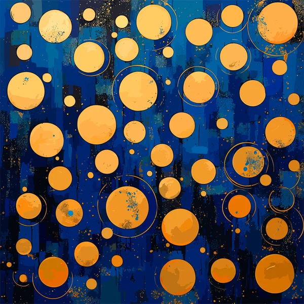 Círculos Amarelos Uma Abstração Fundo Azul Ilustração Vetorial —  Vetores de Stock