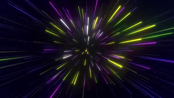 Abstract Geometric Background Radial Lines Dataflow Tunnel Explosive Star Movement — Stock Video