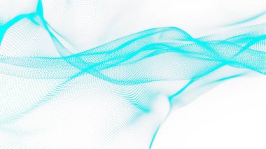 Teknoloji geçmişi. Soyut dijital parçacık dalgası. Fütürist noktalı dalga. Ağ bağlantısı yapısı. 3B görüntüleme