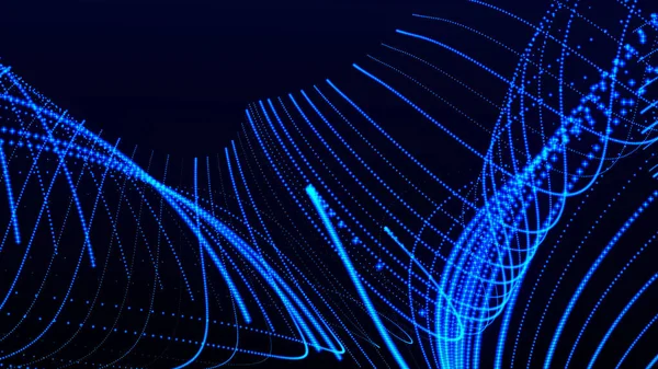 Цифровые Технологии Фон Динамическая Волна Светящихся Точек Цветные Музыкальные Волны — стоковое фото