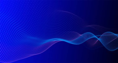 Parçacıkların soyut dijital dalgası. Gelecekçi nokta dalgası. Teknoloji arka plan vektörü. 3d.