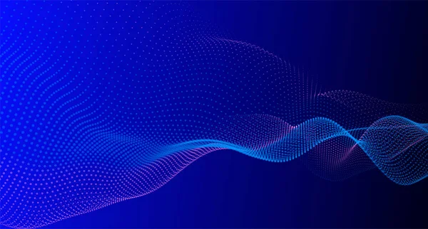 Parçacıkların soyut dijital dalgası. Gelecekçi nokta dalgası. Teknoloji arka plan vektörü. 3d.