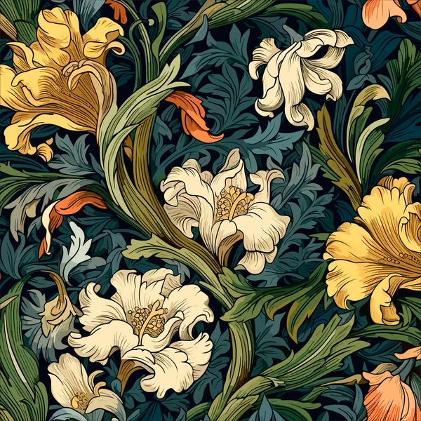 Birçok soyut bahar çiçekli kusursuz vektör deseni. Eski tarz duvar kâğıdı ya da kumaş dekorasyonu için. Yaz için çiçek resmi. Botanik geçmişi. Vektör illüstrasyonu