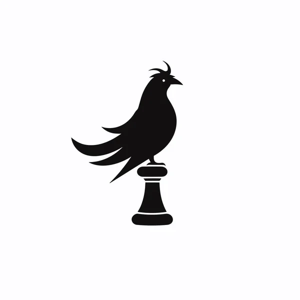 Силуэт Птицы Белом Фоне Векторная Иллюстрация Силуэт Птицы Стоящей Шахматной — стоковый вектор