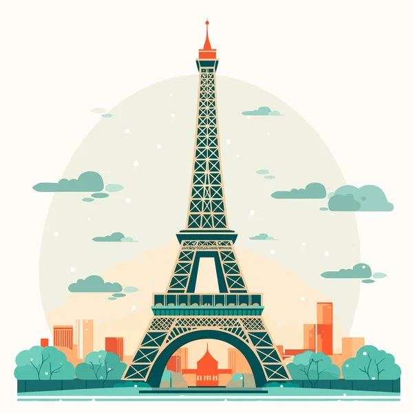 Torre Eiffel Fondo Ciudad Diseño Ilustración Para Camiseta Póster Impreso — Vector de stock