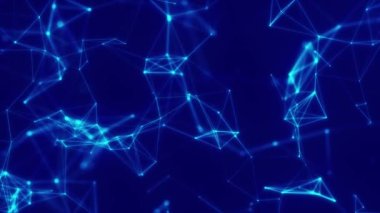 Noktaları ve çizgileri hareket ettiren soyut dijital bağlantı. Teknoloji geçmişi. Ağ bağlantısı yapısı. Dijital arka plan. Renkli çokgen boşluk. Üç boyutlu. Kusursuz döngü. 4k animasyon
