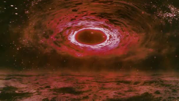 Süper Kütleli Kara Delik Sanatsal Görselleştirme Boşluk Bir Yıldız Gezegeni — Stok video