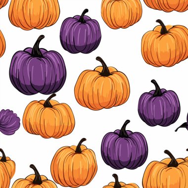 Cadılar Bayramı balkabağı seti. Beyaz arka planda izole edilmiş çeşitli şekillerde ve boyutlarda balkabağı. Vektör illüstrasyonu