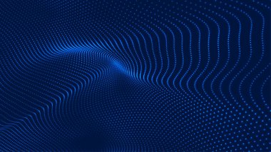 Parçacıkların soyut dijital dalgası. Gelecekçi nokta dalgası. Teknoloji arka plan vektörü. 3d.