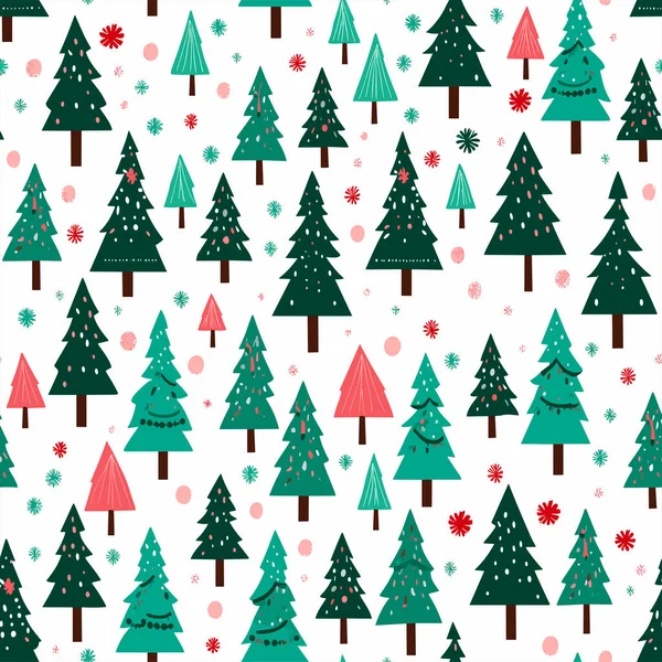 Patrón Vector Sin Fisuras Con Muchos Árboles Navidad Abstractos Para — Vector de stock