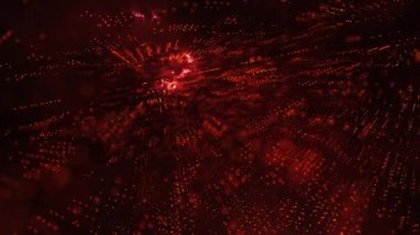 Soyut dijital arkaplan. Veri akışı bilgisi. Fütürist soyut odak kaybı veri matrisi. Büyük veri görselleştirmesi. 3 boyutlu görüntüleme. 4k animasyon.