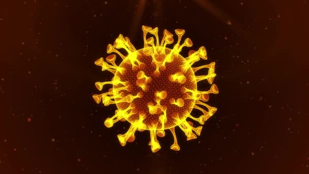 Las Células Del Virus Amarillo Brillante Flotan Sobre Fondo Espacio — Vídeos de Stock