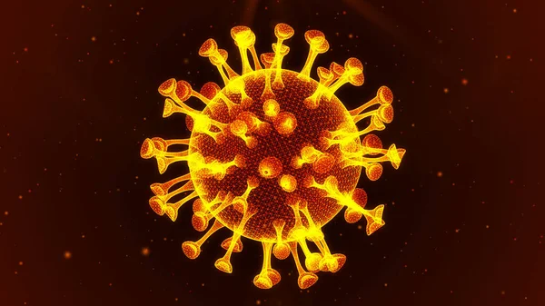 노란색 바이러스 세포는 배경에 있습니다 4K에서 추상적인 렌더링 — 스톡 사진