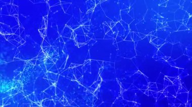 Renkli çokgen boşluk. Bağlantı noktaları ve çizgi yapısı. Parlayan noktaların dinamik dalgası. Dijital arka plan. Teknoloji geçmişi. Üçgen fütüristik iş duvar kâğıdı. Pleksus. 3 boyutlu görüntüleme. 4k animasyon.