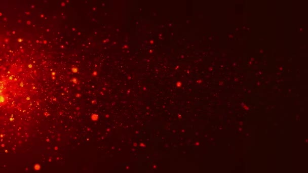 Animación Colorida Partículas Brillantes Volando Horizontalmente Las Partículas Dinámicas Flotan — Vídeo de stock