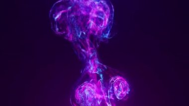 Soyut sıvı patlaması. Yanardöner mor dalgalar. Suyun bulanık etkisi ile parlayan enerji. Suda renkli mürekkep. Dijital olarak üretilen hologram. Soyut Akışkan arkaplan. Büyülü kimyasal reaksiyon