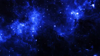 Universe with stars, nebulae and galaxy. Blue dark night sky with many stars. Artistic visualization. Space. A stars, planets, nebulas. clipart