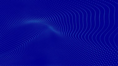 Parçacıkların soyut dijital dalgası. Gelecekçi nokta dalgası. Teknoloji arka plan vektörü. 3d.