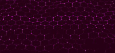 Geleceğin altıgen arka planı. Geleceğin altıgen vektör çizimi. Soyut teknoloji geçmişi. Teknoloji konsepti. Büyük veri. 3d oluşturma