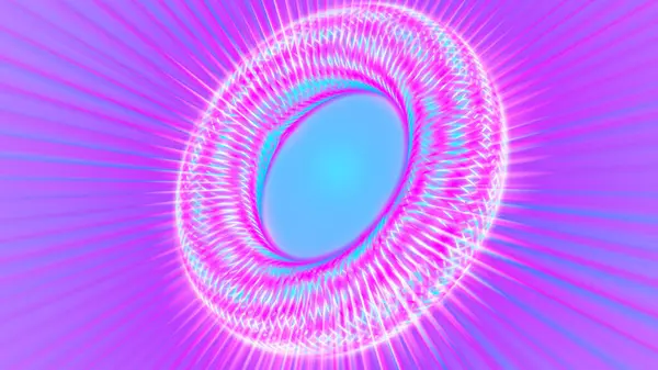 Round multicolored geometric shape, round figure. Ring shape, frame. A torus made of mesh and dots on a light background. Ease of use. 3D model