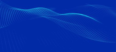 Soyut dijital parçacık dalgası. Gelecekçi nokta dalgası. Parlak noktaların dinamik dalgası. Sunum tasarımı için fütüristik arka plan. Teknoloji arka plan vektörü. Vektör illüstrasyonu.