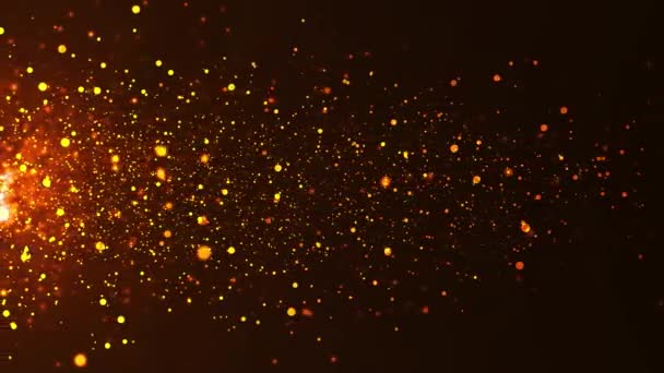 Animação Colorida Partículas Brilhantes Voando Horizontalmente Partículas Dinâmicas Flutuam Aleatoriamente — Vídeo de Stock