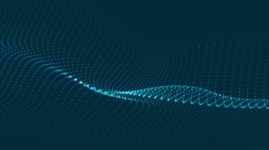 Parçacıkların soyut dijital dalgası. Gelecekçi nokta dalgası. Teknoloji arka plan vektörü. 3d.