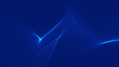 Parçacıkların soyut dijital dalgası. Gelecekçi nokta dalgası. Teknoloji arka plan vektörü. 3d.