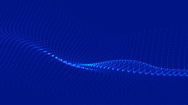 Parçacıkların soyut dijital dalgası. Gelecekçi nokta dalgası. Teknoloji arka plan vektörü. 3d.