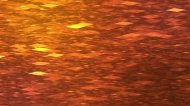 Teknoloji konseptinde renkli mozaik arka plan. Soyut parlak LED kareler ve parçacıklar. Teknoloji dijital kare ateş rengi arka planı. Sarı piksel ızgara arka planı. 3 boyutlu görüntüleme. 4k animasyon.