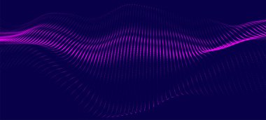 Soyut dijital parçacık dalgası. Gelecekçi nokta dalgası. Parlak noktaların dinamik dalgası. Sunum tasarımı için fütüristik arka plan. Teknoloji arka plan vektörü. Vektör illüstrasyonu.