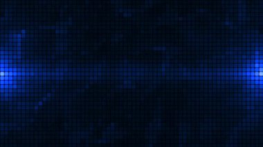 Soyut mavi mozaik arka plan. Soyut mavi LED hareket arkaplanı noktalar. Teknoloji dijital kare mavi renk arkaplanı. Mavi piksel ızgara arka planı. Geometrik tasarım elementinin animasyonu. 4K canlandırması.