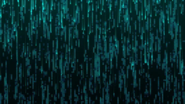 Turquoise mosaic background in technology concept. Abstract green LED squares. Technology digital square turquoise color background. Green pixel grid background. 3D rendering.