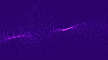 Parçacıkların soyut dijital dalgası. Gelecekçi nokta dalgası. Teknoloji arka plan vektörü. 3d.