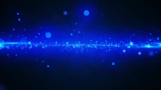 Αφηρημένη Κίνηση Σωματιδίων Μπλε Φόντο Νέον Κινούμενα Σχέδια Των Ταχέως — Αρχείο Βίντεο