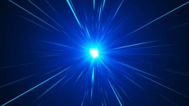 Hareketli çizgilerin canlandırılmasıyla soyut bir arkaplan. Sihirli titreşimler, parlak uçan çizgiler. Mavi ışık çizgileri, hız çizgileri, fütüristik arka plan. 4k