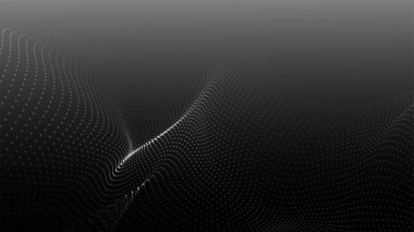 Parçacıkların soyut dijital dalgası. Gelecekçi nokta dalgası. Teknoloji arka plan vektörü. 3d.