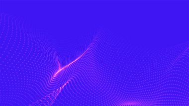 Parçacıkların soyut dijital dalgası. Gelecekçi nokta dalgası. Teknoloji arka plan vektörü. 3d.