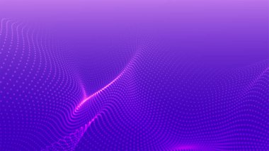 Parçacıkların soyut dijital dalgası. Gelecekçi nokta dalgası. Teknoloji arka plan vektörü. 3d.