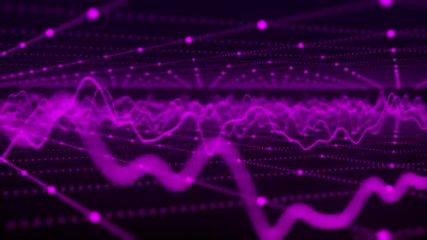 技术背景 数字粒子波 未来主义抽象波发光网格曲线动态流动 声波可视化 3D渲染 4K动画 — 图库视频影像