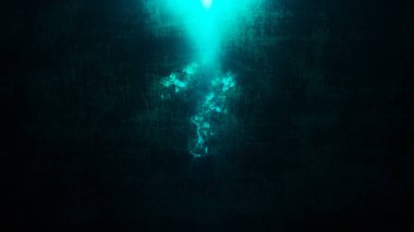 Soyut izole edilmiş, siyah arkaplanda parlayan mavi alev. Ateş hareketi grunge yüzeyinde izole edildi. Canlandırmayı ateşle. 3d.