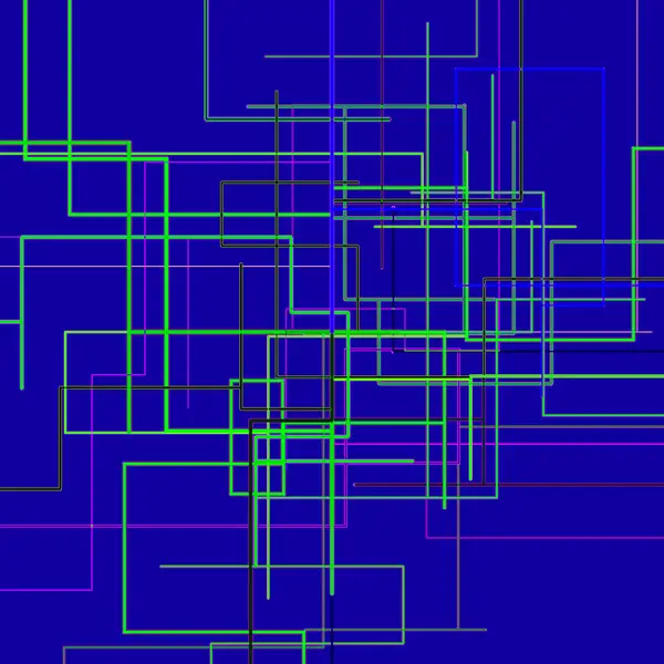 Abstract lines on a blue background. Digital geometric background. Colorful polygonal space. Technology background. Network connection structure. 3D rendering.