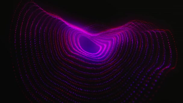 技术背景 摘要颗粒的圆形波 未来派点点滴滴的波浪 声波的可视化 丛的效果 3D渲染 未来主义4K动画 — 图库视频影像