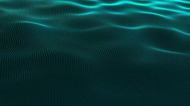 Parçacıkların soyut dijital dalgası. Gelecekçi nokta dalgası. Soyut teknoloji geçmişi. Büyük veri görselleştirmesi. 3 boyutlu görüntüleme. 4k animasyon.