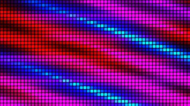 Teknoloji konseptinde renkli mozaik arka plan. Soyut renkli LED kareler. Teknoloji dijital kare çok renkli arka plan. Parlak piksel ızgara arka planı. 3B görüntüleme.