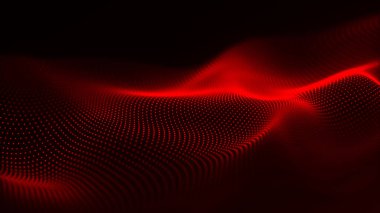 Soyut dijital parçacık dalgası. Teknoloji geçmişi. Gelecekçi nokta dalgası. Ağ bağlantısı yapısı. Sunum tasarım arka planı. Teknoloji ya da bilim afişi. 3d vektör illüstrasyonu.