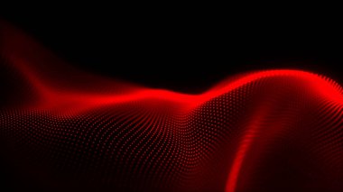 Soyut dijital parçacık dalgası. Teknoloji geçmişi. Gelecekçi nokta dalgası. Ağ bağlantısı yapısı. Sunum tasarım arka planı. Teknoloji ya da bilim afişi. 3d vektör illüstrasyonu.