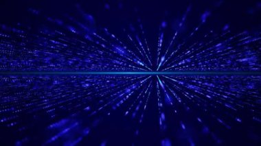 Soyut teknoloji geçmişi. Büyük veri dijital kodu. Fütürist noktalı arka plan. Ayna yansıması. Bilimsel geçmiş. 3D görüntüleme. 4K canlandırması.