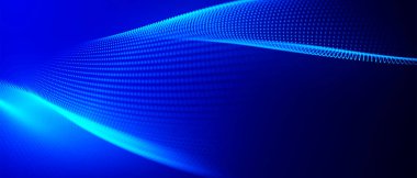 Soyut dijital parçacık dalgası. Teknoloji geçmişi. Gelecekçi nokta dalgası. Ağ bağlantısı yapısı. Sunum tasarım arka planı. Teknoloji ya da bilim afişi. 3d vektör illüstrasyonu.