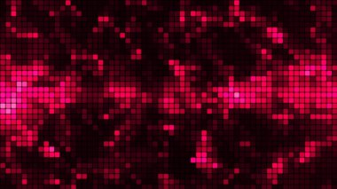 Red mosaic background in technology concept. Abstract red LED squares. Technology digital square red color background. Red pixel grid background. Vector background.